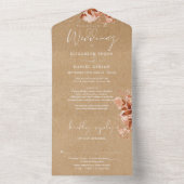 Rustieke Kraft Bloemen Details RSVP Herfst Bruilof All In One Uitnodiging (Binnen)