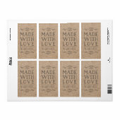 Rustieke Kraft Bloemen Gemaakt Met Liefde Etiket (Full Sheet)
