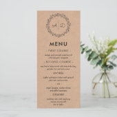 Rustieke Kraft Bloemen Krans Bruiloft Menu (Staand voorkant)