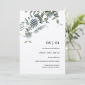 Rustieke Kraft Blue Thistle Floral Save the Date Kaart (Staand voorkant)