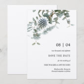 Rustieke Kraft Blue Thistle Floral Save the Date Kaart (Voorkant / Achterkant)