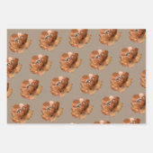 Rustieke kraft blush perzik en cognac bloemen inpakpapier vel (Voorkant 3)