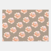 Rustieke kraft blush perzik en cognac bloemen inpakpapier vel (Voorkant)
