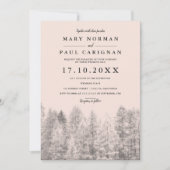 Rustieke kraft blush pijnbomen bos bruiloft kaart (Voorkant)