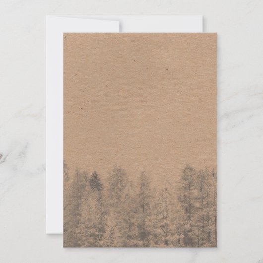 Rustieke kraft blush pijnbomen bos bruiloft kaart (Achterkant)