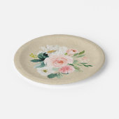 Rustieke Kraft & Blush Roze Waterverf Bloemendesig Papieren Bordje (Gekanteld)