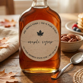 Rustieke kraft boerderij esdoornsiroop label
