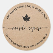 Rustieke kraft boerderij esdoornsiroop label (Voorkant)