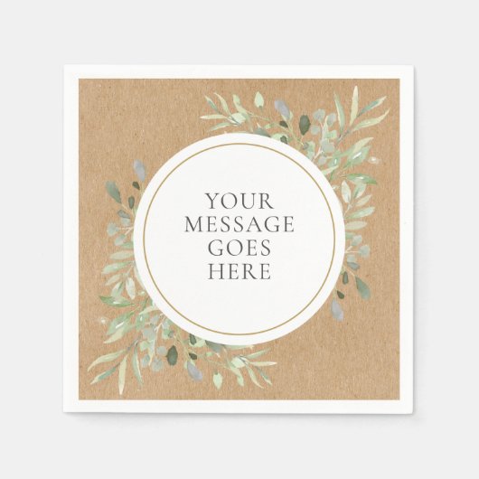 Rustieke Kraft Boho Eucalyptus Groene Huwelijk Servet (Voorkant)