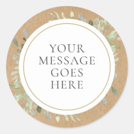 Rustieke Kraft Boho Groenery Uw Bericht Ronde Sticker