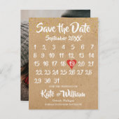 Rustieke Kraft Boho Kalender Bewaar de datum Foto Aankondigingskaart (Voorkant / Achterkant)