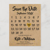 Rustieke Kraft Boho Kalender Bewaar de datum Foto Aankondigingskaart (Voorkant)