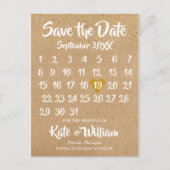 Rustieke Kraft Boho Kalender Save the Date Foto Aankondigingskaart (Voorkant)
