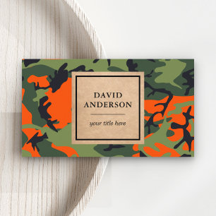 Rustieke Kraft Bos Oranje Camouflagepatroon Visitekaartje