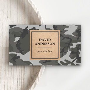 Rustieke Kraft Bosgrijs Camouflagepatroon Visitekaartje