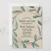 Rustieke Kraft Botanische Krans Blad Bruidsdouche Kaart (Voorkant)