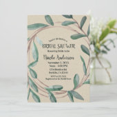 Rustieke Kraft Botanische Krans Blad Bruidsdouche Kaart (Staand voorkant)