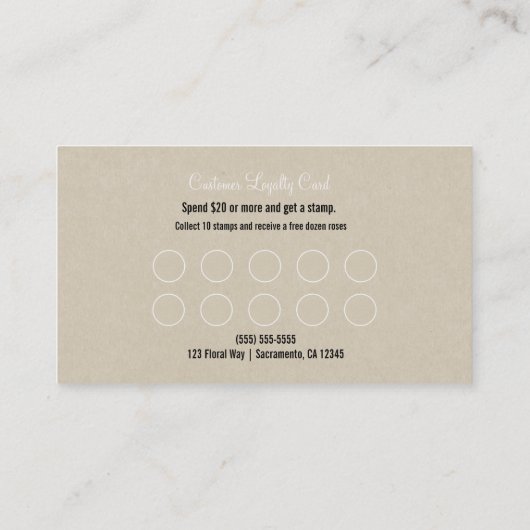 Rustieke Kraft Brown Minimal Customer Loyalty Kaar (Achterkant)