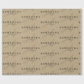 Rustieke Kraft Brown Signature Script Cadeaupapier (Vlak)