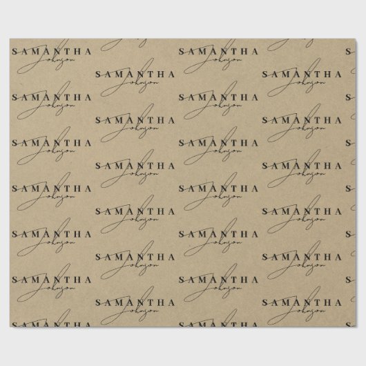 Rustieke Kraft Brown Signature Script Cadeaupapier (Vlak)