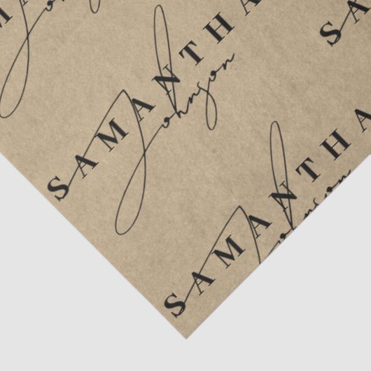 Rustieke Kraft Brown Signature Script Tissuepapier (Detail)