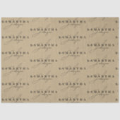 Rustieke Kraft Brown Signature Script Tissuepapier (Voorkant)