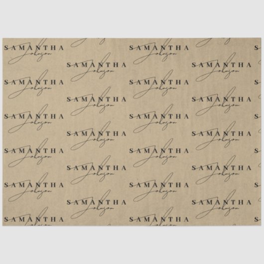 Rustieke Kraft Brown Signature Script Tissuepapier (Voorkant)