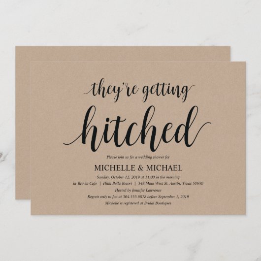 Rustieke Kraft Bruiloft brunch uitnodigingen (Voorkant / Achterkant)