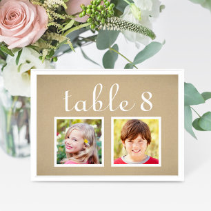 Rustieke Kraft Bruiloft Foto Tafel Nummer Kaart