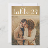 Rustieke Kraft Bruiloft Foto Tafel Nummer Kaart (Voorkant)