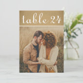 Rustieke Kraft Bruiloft Foto Tafel Nummer Kaart (Staand voorkant)