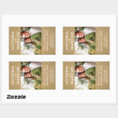 Rustieke Kraft Bruiloft Monogram Foto Wijn Favor Rechthoekige Sticker (Vel)