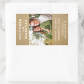 Rustieke Kraft Bruiloft Monogram Foto Wijn Favor Rechthoekige Sticker (Tas)