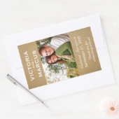 Rustieke Kraft Bruiloft Monogram Foto Wijn Favor Rechthoekige Sticker (Envelop)