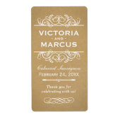 Rustieke Kraft Bruiloft Monogram Wijnfles Favor Etiket (Voorkant)