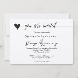 Rustieke Kraft bruiloft uitnodiging, hart kalligra Kaart