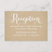 Rustieke Kraft bruiloft wit script receptie Informatiekaartje (Voorkant)