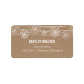 Rustieke Kraft Bruin Papier Bloemen Bruiloft Etiket (Voorkant)