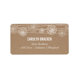 Rustieke Kraft Bruin Papier Bloemen Bruiloft Etiket