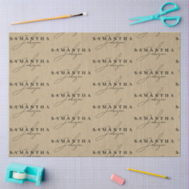 Rustieke Kraft Bruine Handtekening Script  Tissuepapier