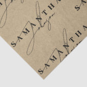 Rustieke Kraft Bruine Handtekening Script  Tissuepapier (Detail)