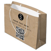 Rustieke Kraft Bruine QR-code Zakelijk Logo Groot Cadeauzakje (Achterkant Gekanteld)