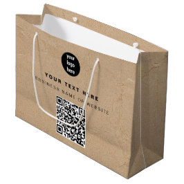 Rustieke Kraft Bruine QR-code Zakelijk Logo Groot Cadeauzakje