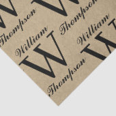 Rustieke Kraft Bruine Script Calligrafie Monogram Tissuepapier (Detail)