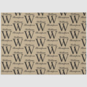 Rustieke Kraft Bruine Script Calligrafie Monogram Tissuepapier (Voorkant)