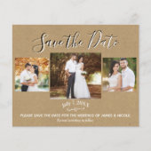 Rustieke Kraft Buffalo geruite foto save the date (Voorkant)