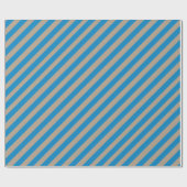 Rustieke Kraft Capri Blue Wide Stripe Vakantie Cadeaupapier (Vlak)