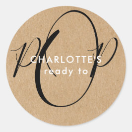 Rustieke Kraft Chic Script Kant-en-Klaar om te Kna Ronde Sticker