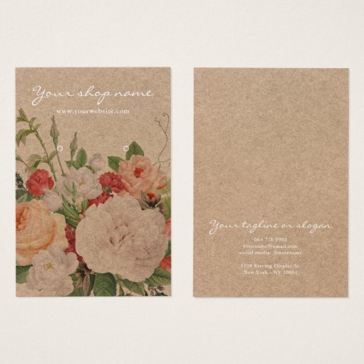  rustieke kraft chique bloemenoorbel display visitekaartje (Voorkant /achterkant)