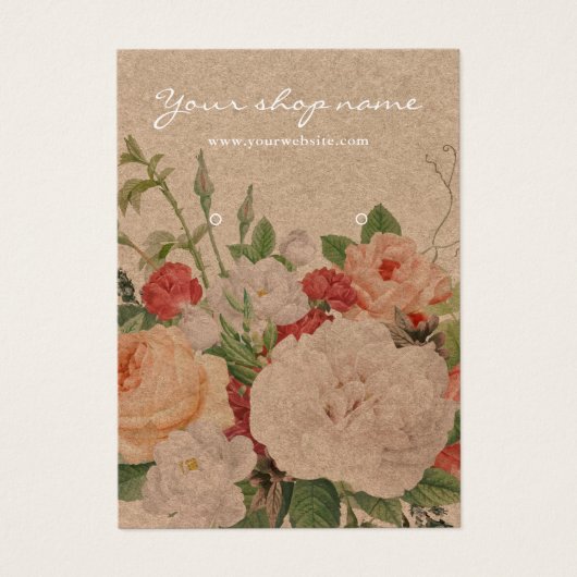  rustieke kraft chique bloemenoorbel display visitekaartje (Voorkant)